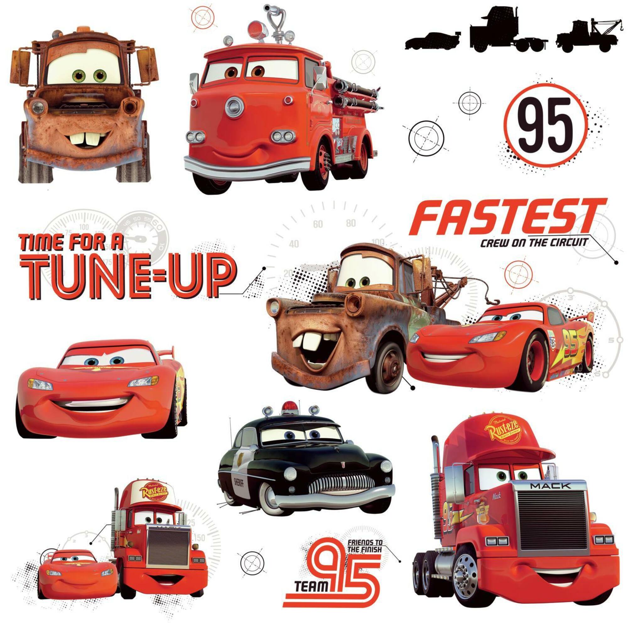 RoomMates Cars Friends To The Finish Peel & Stick Decals